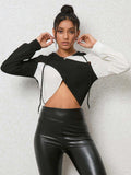 Two-Tone Crisscross Long Sleeve Hoodie - Trendsi - Flyclothing LLC