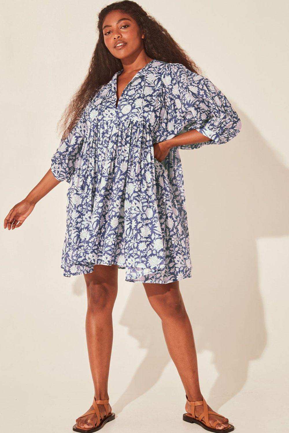 Floral Tie Neck Lantern Sleeve Dress - Trendsi - Flyclothing LLC