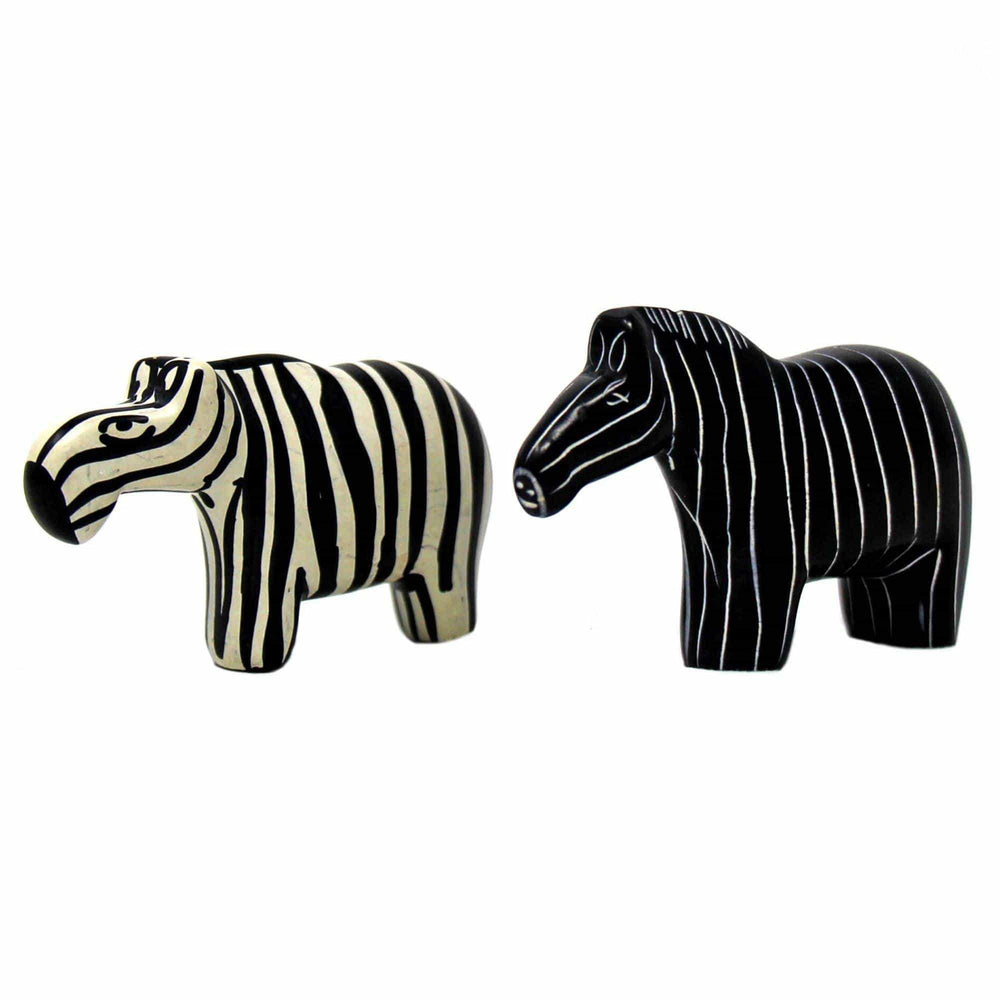 Zebra Soapstone Sculptures, Set of 2 - SMOLArt - Flyclothing LLC