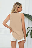 Contrast Trim Plunge Sleeveless Blouse - Trendsi - Flyclothing LLC