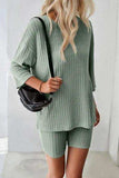 Ribbed Round Neck Top and Shorts Set - Trendsi - Flyclothing LLC