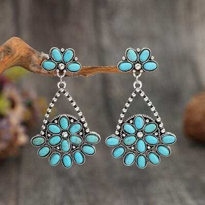 Artificial Turquoise Teardrop Earrings - Trendsi - Flyclothing LLC