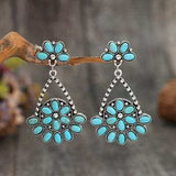 Artificial Turquoise Teardrop Earrings - Trendsi - Flyclothing LLC