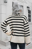 Striped Turtleneck Drop Shoulder Sweater - Trendsi - Flyclothing LLC