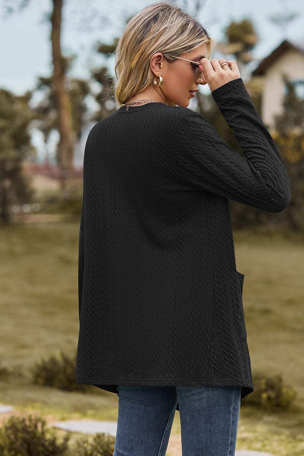 Open Front Long Sleeve Cardigan - Trendsi - Flyclothing LLC