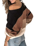 Color Block Round Neck Sweater - Trendsi - Flyclothing LLC