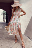 Floral Smocked Butterfly Sleeve Slit Dress - Trendsi - Flyclothing LLC