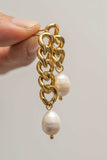 Stainless Steel Pearl Asymmetrical Earrings - Trendsi - Flyclothing LLC