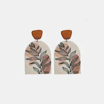 Geometrical Shape Wooden Drop Earrings - Trendsi - Flyclothing LLC