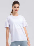 Round Neck Short Sleeve Active Top - Trendsi - Flyclothing LLC