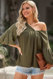 Dropped Shoulder V-Neck Blouse - Trendsi - Flyclothing LLC