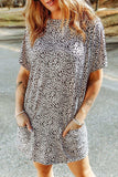 Animal Print Round Neck Tunic Tee with Pockets - Trendsi - Flyclothing LLC