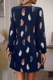 Feather Print V-Neck Dress - Trendsi - Flyclothing LLC