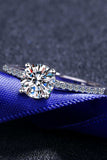 1 Carat Moissanite Rhodium-Plated Side Stone Ring - Trendsi - Flyclothing LLC