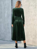 Tie Front Long Sleeve Slit Dress - Trendsi - Flyclothing LLC