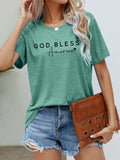 GOD BLESS AMERICA Graphic Short Sleeve Tee - Trendsi - Flyclothing LLC