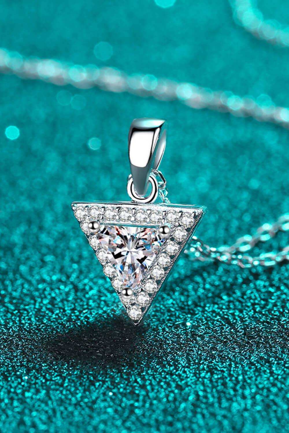 925 Sterling Silver Triangle Moissanite Pendant Necklace - Trendsi - Flyclothing LLC