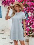 Openwork Round Neck Short Sleeve Dress - Trendsi - Flyclothing LLC