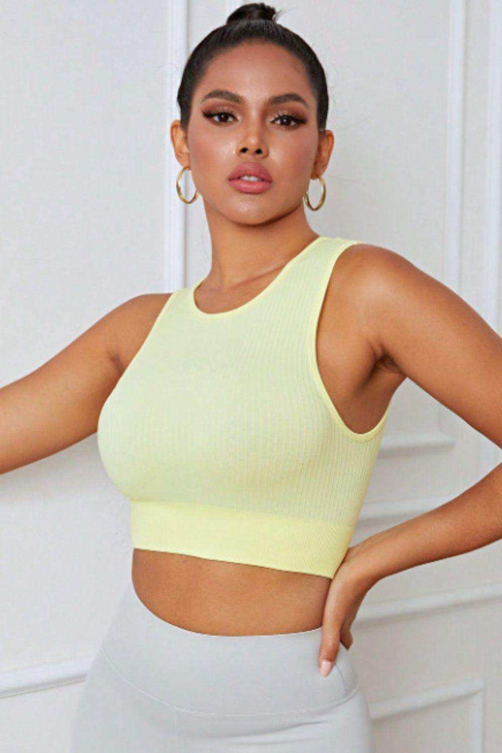 Round Neck Long Active Bra - Trendsi - Flyclothing LLC