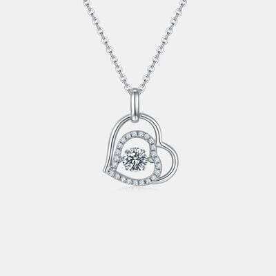 Moissanite 925 Sterling Silver Heart Necklace - Trendsi - Flyclothing LLC