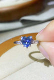 1 Carat Moissanite Heart-Shaped Platinum-Plated Ring in Blue - Trendsi - Flyclothing LLC