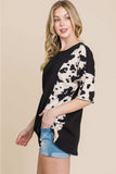 BOMBOM Rodeo Love Ribbed Animal Contrast Tee - Trendsi - Flyclothing LLC