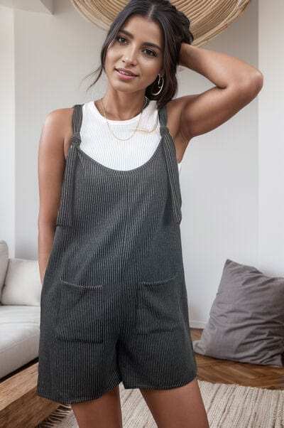 Scoop Neck Striped Wide Strap Romper - Trendsi - Flyclothing LLC