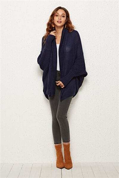 Open Front Batwing Sleeve Cardigan - Trendsi - Flyclothing LLC