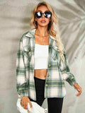 Plaid Button Down Collared Jacket - Trendsi - Flyclothing LLC