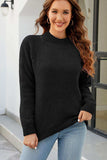 Waffle-Knit Round Neck Reglan Sleeve Sweater - Trendsi - Flyclothing LLC
