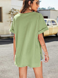 High-Low Side Slit V-Neck Tee - Trendsi - Flyclothing LLC