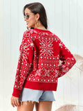 Snowflake Pattern Round Neck Sweater - Trendsi - Flyclothing LLC