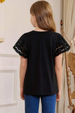 Round Neck Flutter Sleeve T-Shirt - Trendsi - Flyclothing LLC