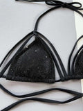 Glitter Halter Neck Strappy Two-Piece Bikini Set - Trendsi - Flyclothing LLC