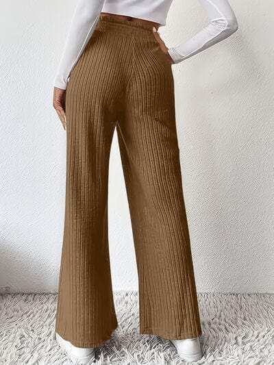 Ribbed High Waist Pants - Trendsi - Flyclothing LLC