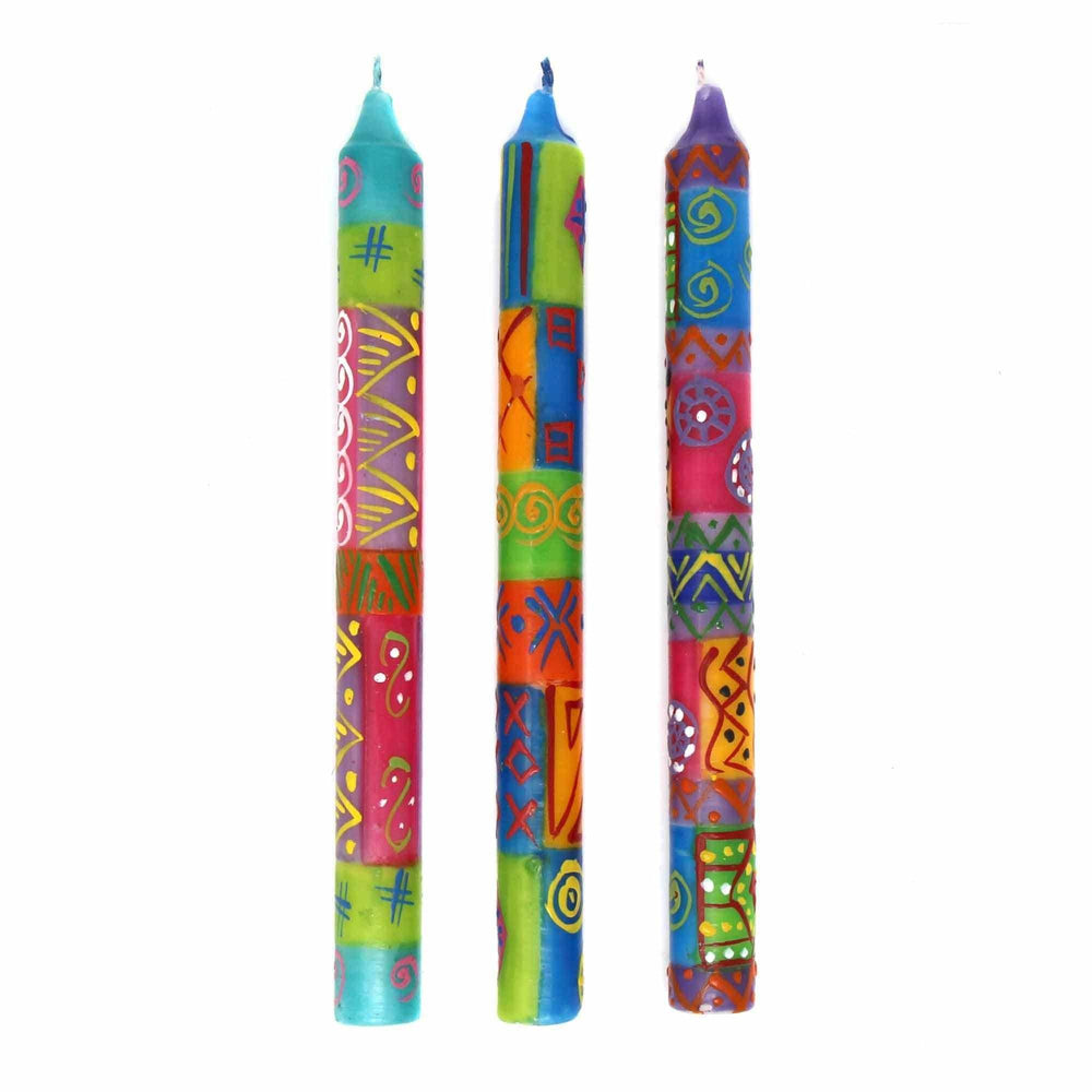 Tall Hand Painted Candles - Three in Box - Shahida Design - Nobunto - Flyclothing LLC