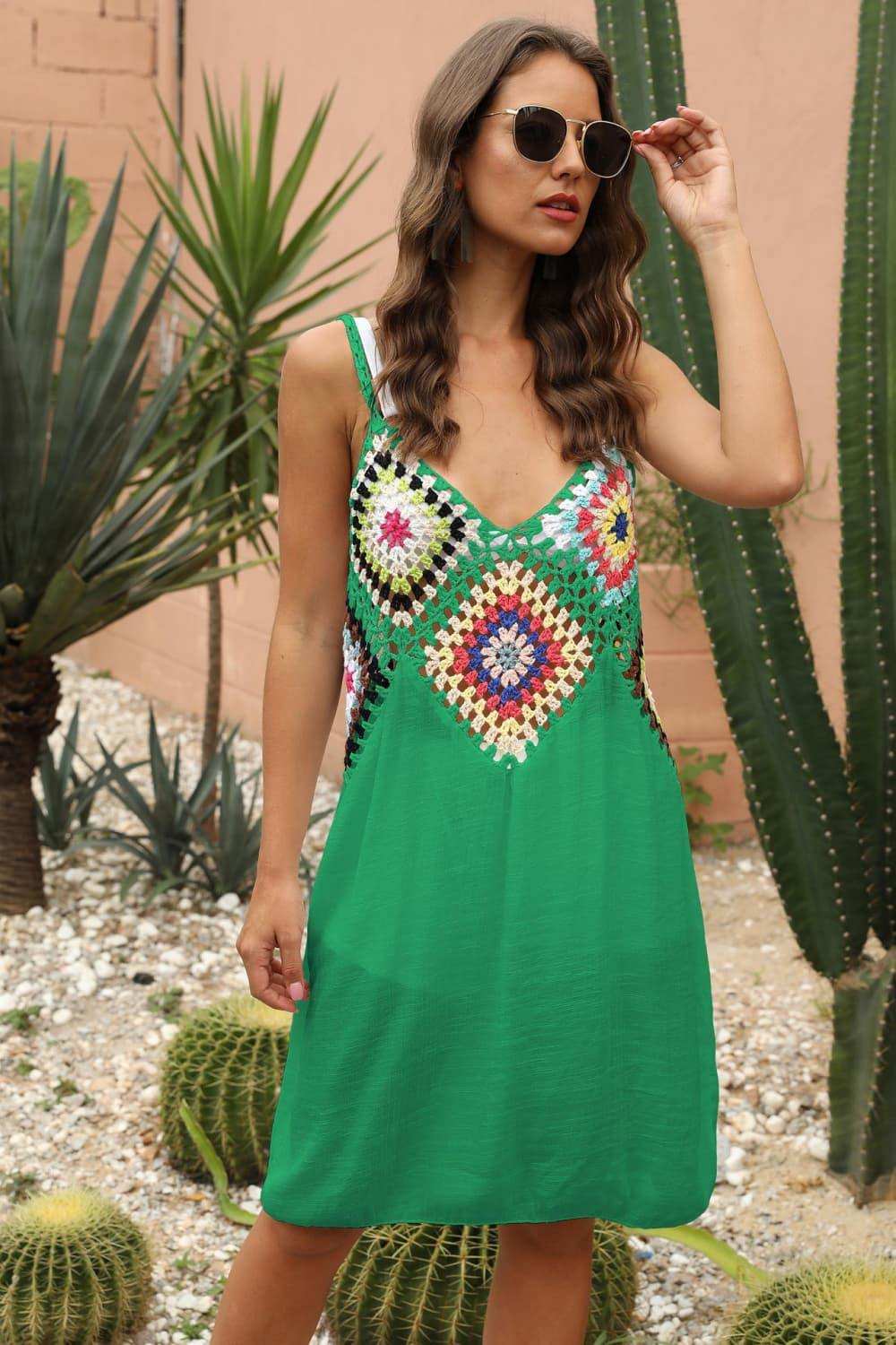 Openwork Sleeveless Embroidery Dress - Trendsi - Flyclothing LLC
