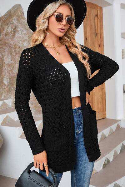 Open Front Dropped Shoulder Cardigan with Pockets - Trendsi - Flyclothing LLC
