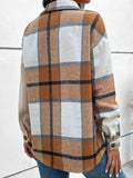 Contrast Plaid Print Dropped Shoulder Shirt - Trendsi - Flyclothing LLC