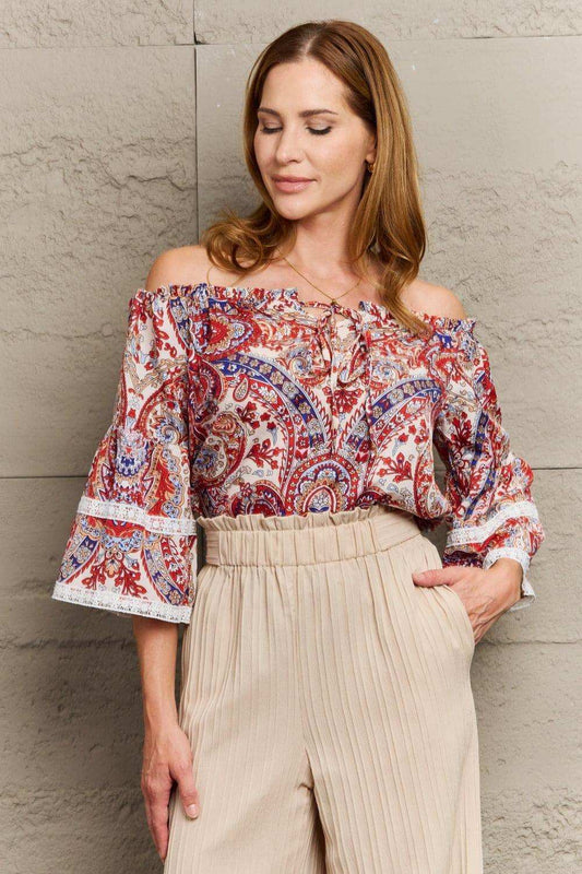 Off Shoulder Bohemian Style Blouse - Trendsi - Flyclothing LLC