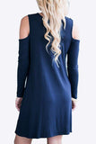 Cold-Shoulder Long Sleeve Round Neck Dress - Trendsi - Flyclothing LLC