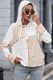 Multicolor Colorblock Ribbed Henley Hoodie - Trendsi - Flyclothing LLC