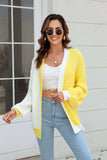 Open Front Contrast Color Balloon Sleeve Cardigan - Trendsi - Flyclothing LLC