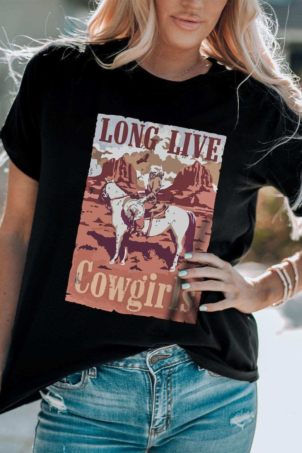 LONG LIVE COWGIRLS Graphic Tee - Trendsi - Flyclothing LLC