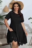 Plus Size Round Neck Openwork Dress - Trendsi - Flyclothing LLC