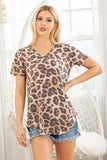 Heimish Full Size Leopard V-Neck Short Sleeve T-Shirt - Trendsi - Flyclothing LLC