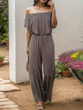 Off-Shoulder Wide Leg Jumpsuit - Trendsi - Flyclothing LLC