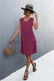 V-Neck Frill Trim Sleeveless Dress - Trendsi - Flyclothing LLC