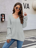 V-Neck Rib-Knit Top - Trendsi - Flyclothing LLC