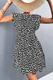 Leopard Round Neck Mini Dress - Trendsi - Flyclothing LLC